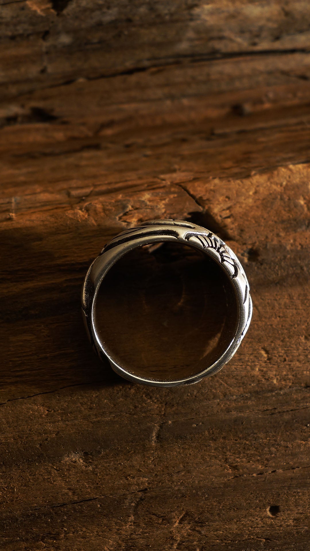 Ainu patterned wide ring